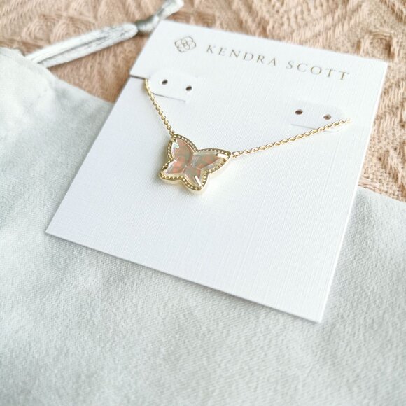 Kendra Scott - Lillia Butterfly Dichroic Glass Necklace Gold - Picture 4 of 4